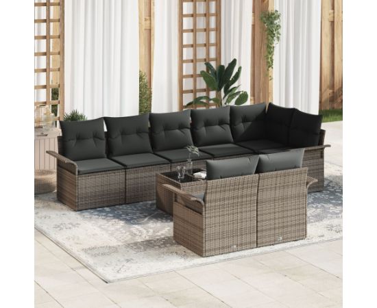 Zestaw sofy ogrodowej vidaXL Zestaw 9 Szary Polirattan Dārza mēbeļu komplekti