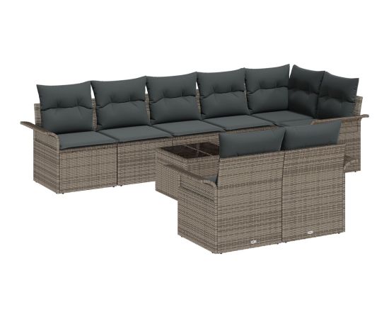 Zestaw sofy ogrodowej vidaXL Zestaw 9 Szary Polirattan Dārza mēbeļu komplekti