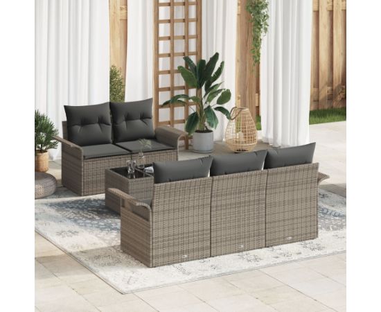 Zestaw sof ogrodowych vidaXL Zestaw 6 Szary Rattan, poliester Dārza mēbeļu komplekti