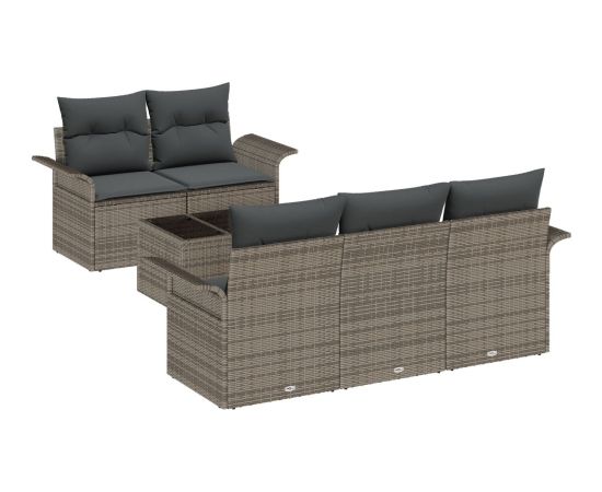 Zestaw sof ogrodowych vidaXL Zestaw 6 Szary Rattan, poliester Dārza mēbeļu komplekti