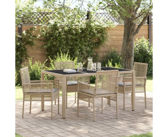 Vidaxl Zestaw ogrodowy 5-częściowy z poduszkami Beżowy Polirattan Dārza mēbeļu komplekti