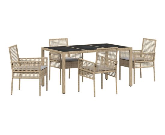 Vidaxl Zestaw ogrodowy 5-częściowy z poduszkami Beżowy Polirattan Dārza mēbeļu komplekti