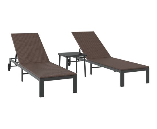 vidaXL Brązowy Metal Standardowy Regulowane Podłokietniki Шезлонги и пляжные стулья