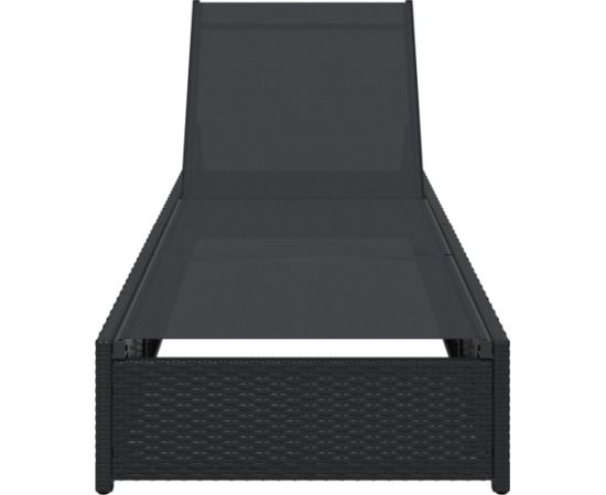 vidaXL Leżak ogrodowy Czarny Rattan, Stal 69 x 200 x 27 cm Шезлонги и пляжные стулья
