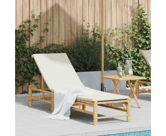 Vidaxl Leżak z poduszkami, 55x199x30 cm, bambus Шезлонги и пляжные стулья