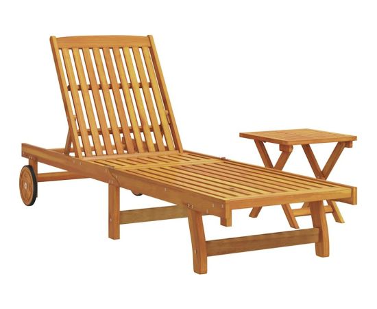 vidaXL Leżak ze stołem lite drewno akacjowe Шезлонги и пляжные стулья