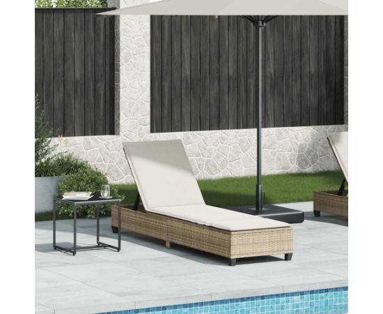 vidaXL Leżak z poduszkami beżowy 55x200x25,5cm polirattan Шезлонги и пляжные стулья