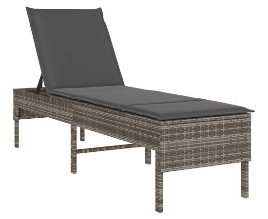 vidaXL Leżak z poduszką Szary 55x200x44cm Polirattan Шезлонги и пляжные стулья