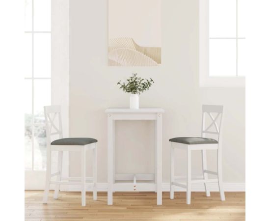 vidaXL Hokery barowe z poduszkami 2 szt. Białe lite drewno gumowe Virtuves krēsli