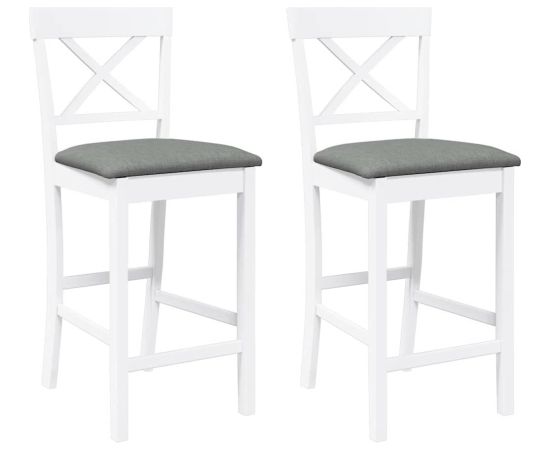 vidaXL Hokery barowe z poduszkami 2 szt. Białe lite drewno gumowe Virtuves krēsli