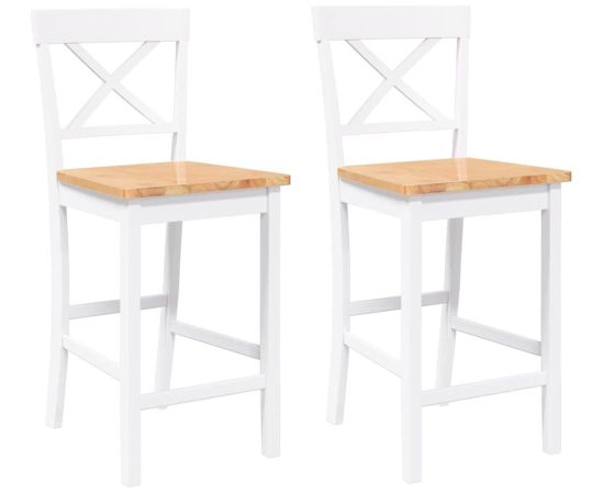 vidaXL Hokery barowe 2 szt. Białe lite drewno gumowe Virtuves krēsli