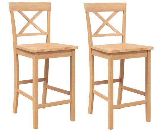 vidaXL Hokery barowe 2 szt. Naturalne drewno lite guma Virtuves krēsli