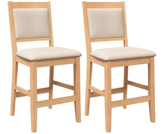 vidaXL Hokery barowe z poduszkami 2 szt. Naturalne drewno lite guma Кухонные стулья