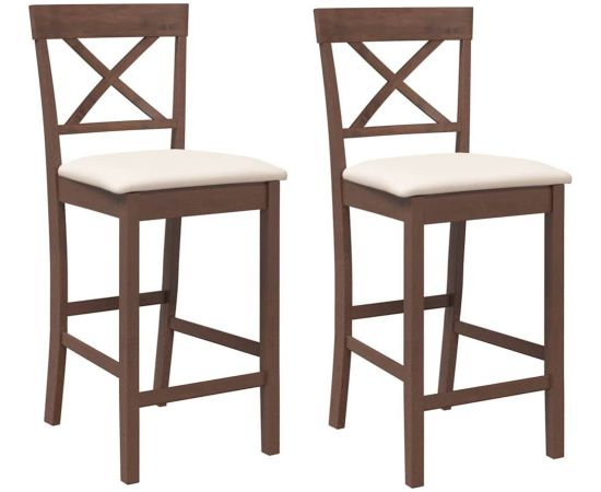 vidaXL Hokery barowe z poduszkami 2 szt. Brązowe lite drewno gumowe Virtuves krēsli