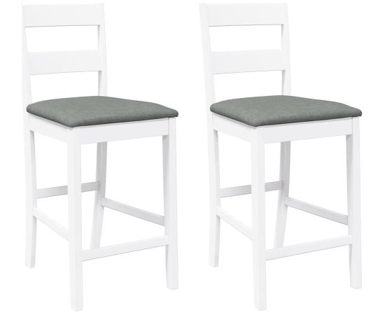 vidaXL Hokery barowe z poduszkami 2 szt. Białe lite drewno gumowe Virtuves krēsli