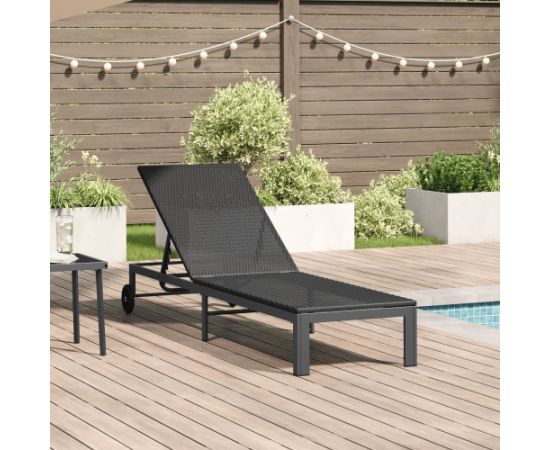 vidaXL Leżaki Czarny Polirattan 200 x 54 x 27 cm Ergonomiczny Шезлонги и пляжные стулья