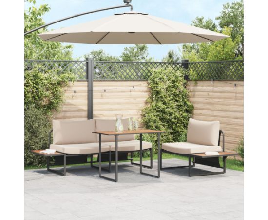 Zestaw sof zewnętrznych vidaXL Zestaw 3 Taupe Stal malowana proszkowo Dārza mēbeļu komplekti