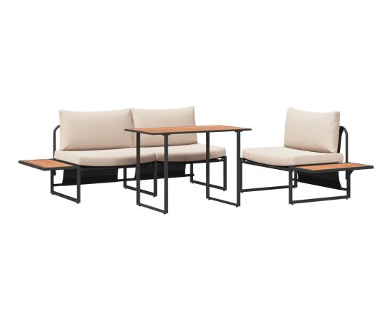 Zestaw sof zewnętrznych vidaXL Zestaw 3 Taupe Stal malowana proszkowo Dārza mēbeļu komplekti