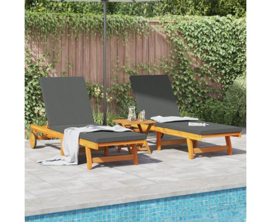 vidaXL Leżak Słoneczny Zestaw 2 Brązowy, Ciemnoszary Шезлонги и пляжные стулья
