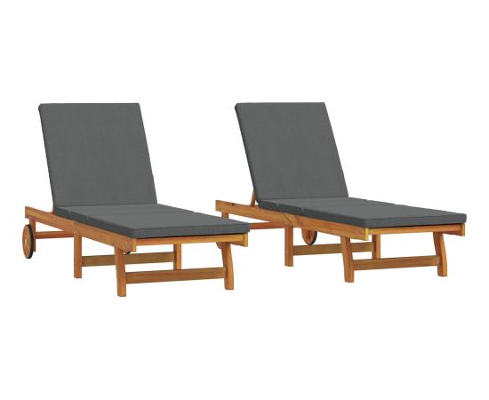 vidaXL Leżak Słoneczny Zestaw 2 Brązowy, Ciemnoszary Шезлонги и пляжные стулья