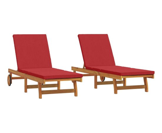 vidaXL Leżak słoneczny Zestaw 2 Brązowy, Czerwony Шезлонги и пляжные стулья