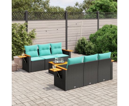 Vidaxl 7-cz. zestaw wypoczynkowy do ogrodu, z poduszkami, czarny Dārza mēbeļu komplekti