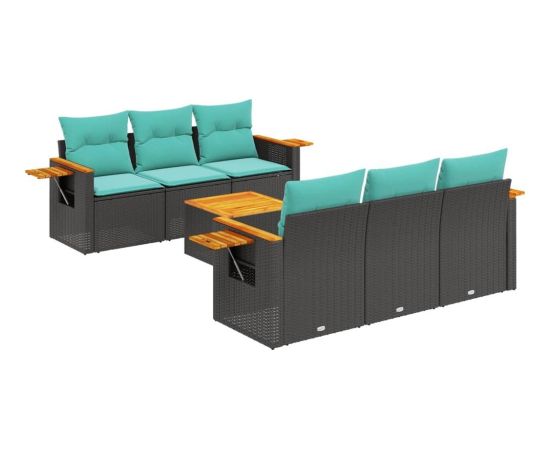 Vidaxl 7-cz. zestaw wypoczynkowy do ogrodu, z poduszkami, czarny Dārza mēbeļu komplekti