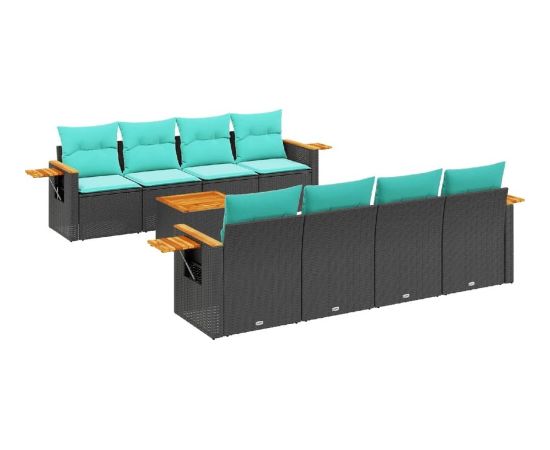 Vidaxl 9-cz. zestaw wypoczynkowy do ogrodu, z poduszkami, czarny Dārza mēbeļu komplekti