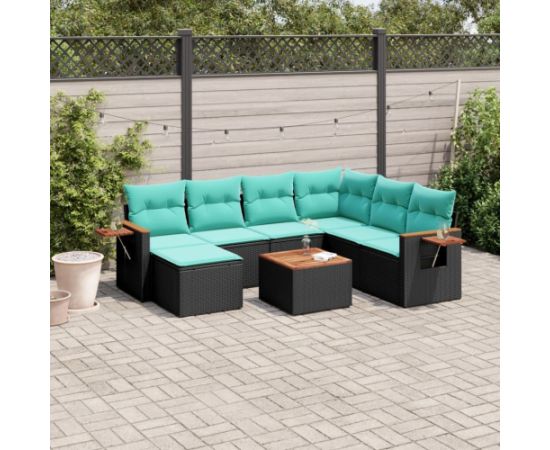 Vidaxl 8-cz. zestaw wypoczynkowy do ogrodu, z poduszkami, czarny Dārza mēbeļu komplekti