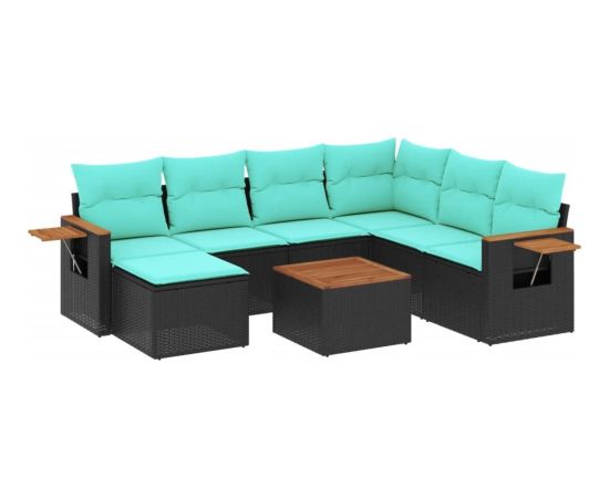 Vidaxl 8-cz. zestaw wypoczynkowy do ogrodu, z poduszkami, czarny Dārza mēbeļu komplekti