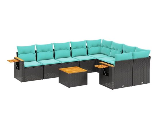 Vidaxl 10-cz. zestaw wypoczynkowy do ogrodu, z poduszkami, czarny Dārza mēbeļu komplekti