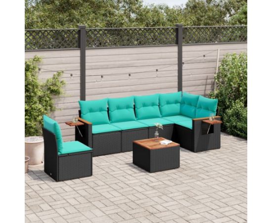 Vidaxl 7-cz. zestaw wypoczynkowy do ogrodu, z poduszkami, czarny Dārza mēbeļu komplekti