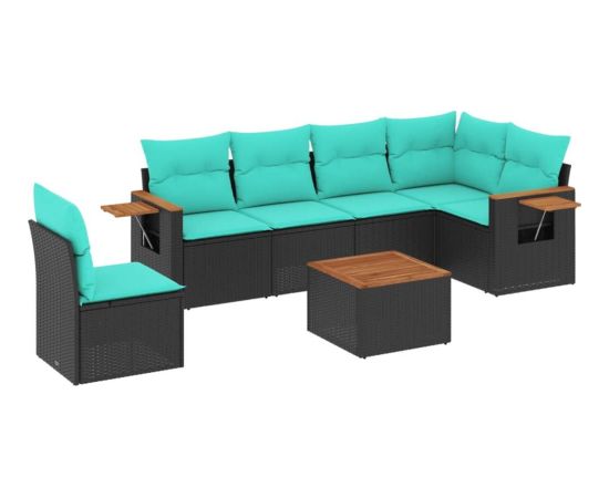 Vidaxl 7-cz. zestaw wypoczynkowy do ogrodu, z poduszkami, czarny Dārza mēbeļu komplekti