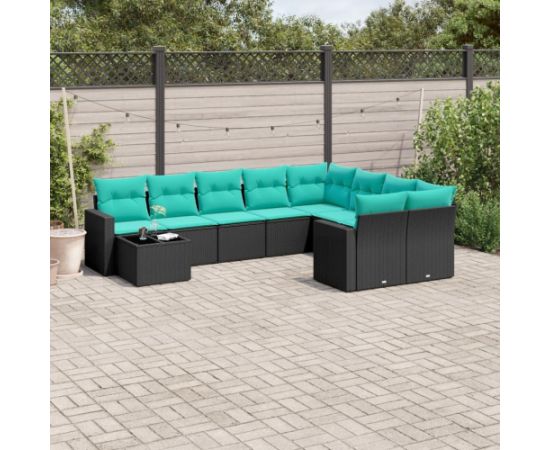 Vidaxl 10-cz. zestaw wypoczynkowy do ogrodu, z poduszkami, czarny Dārza mēbeļu komplekti