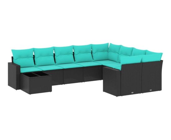 Vidaxl 10-cz. zestaw wypoczynkowy do ogrodu, z poduszkami, czarny Dārza mēbeļu komplekti