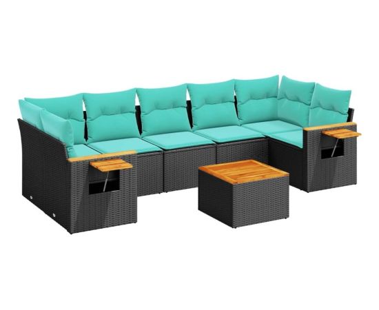 vidaXL 8-cz. zestaw wypoczynkowy do ogrodu, z poduszkami, czarny Dārza mēbeļu komplekti