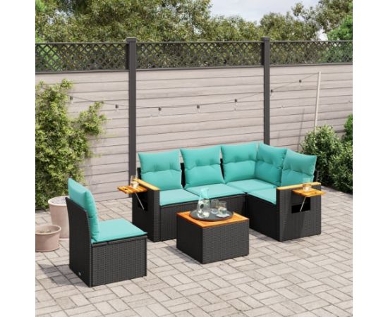 vidaXL 6-cz. zestaw wypoczynkowy do ogrodu, z poduszkami, czarny Dārza mēbeļu komplekti