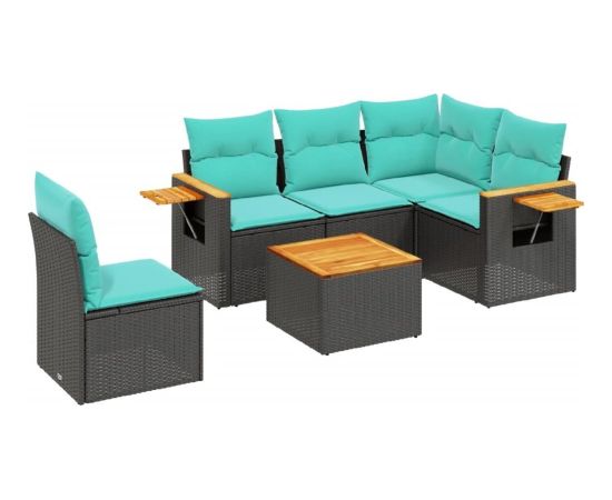 vidaXL 6-cz. zestaw wypoczynkowy do ogrodu, z poduszkami, czarny Dārza mēbeļu komplekti