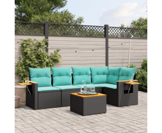 vidaXL 6-cz. zestaw wypoczynkowy do ogrodu, z poduszkami, czarny Dārza mēbeļu komplekti