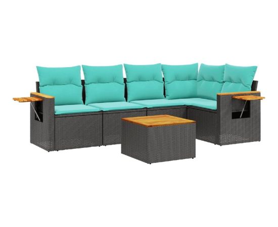 vidaXL 6-cz. zestaw wypoczynkowy do ogrodu, z poduszkami, czarny Dārza mēbeļu komplekti