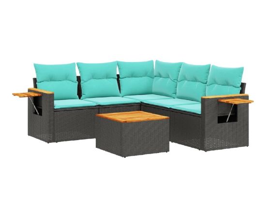 vidaXL 6-cz. zestaw wypoczynkowy do ogrodu, z poduszkami, czarny Dārza mēbeļu komplekti