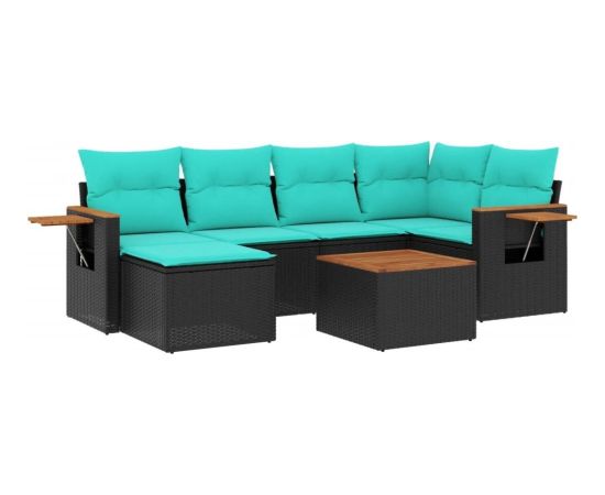 vidaXL 7-cz. zestaw wypoczynkowy do ogrodu, z poduszkami, czarny Dārza mēbeļu komplekti