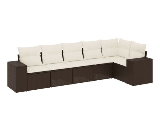 vidaXL 7-częściowy zestaw wypoczynkowy do ogrodu, z poduszkami, brązowy Dārza mēbeļu komplekti