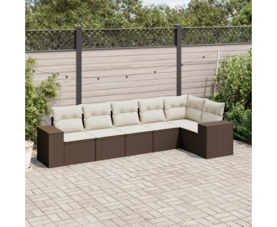 vidaXL 7-częściowy zestaw wypoczynkowy do ogrodu, z poduszkami, brązowy Dārza mēbeļu komplekti