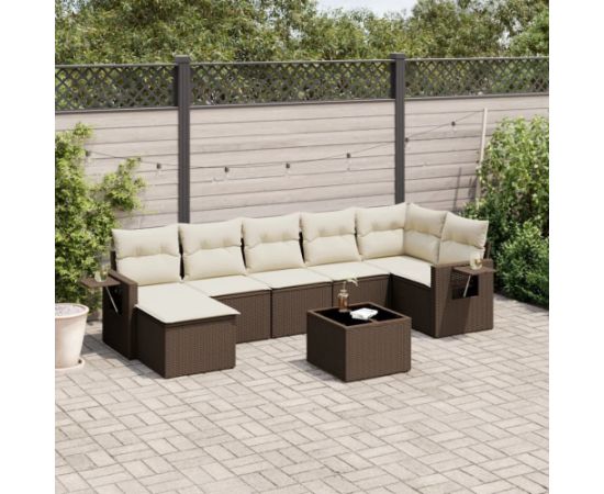 vidaXL 8-częściowy zestaw wypoczynkowy do ogrodu, z poduszkami, brązowy Dārza mēbeļu komplekti