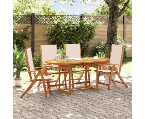 vidaXL 5-częściowy zestaw mebli ogrodowych, lite drewno akacjowe i textilene Dārza mēbeļu komplekti