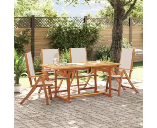 vidaXL 5-częściowy zestaw mebli ogrodowych, lite drewno akacjowe i textilene Dārza mēbeļu komplekti