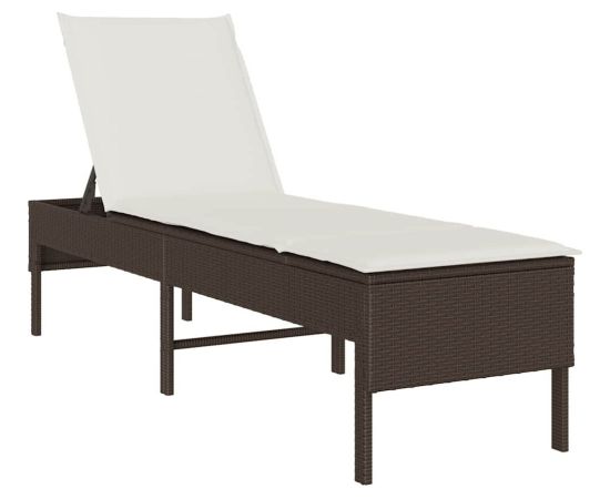 Vidaxl Leżak z poduszką Brązowy 55x200x44cm Polirattan Шезлонги и пляжные стулья