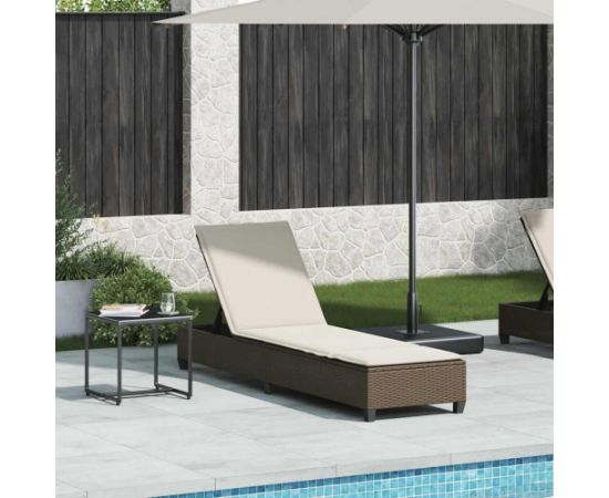 vidaXL Leżak z poduszkami Brązowy 55x200x25,5cm Polirattan Шезлонги и пляжные стулья