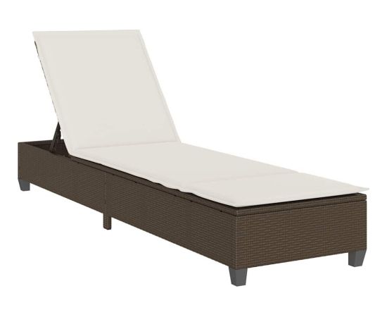 vidaXL Leżak z poduszkami Brązowy 55x200x25,5cm Polirattan Шезлонги и пляжные стулья